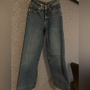 Express Dark Blue Wide‑Leg High‑Rise Jeans — Size 0, 27.5 in inseam